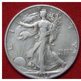 1938 D Walking Liberty Silver Half Dollar Coin