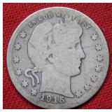 1915 S Barber Silver Quarter