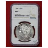 1880 S Morgan Silver Dollar NGC MS63