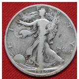 1919 D Walking Liberty Silver Half Dollar