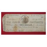 1862 City of Portsmouth $1 Public Debt
