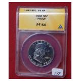 1963 Franklin Silver Half Dollar ANACS PF64