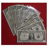(10) $1 Silver Certificates  - assorted dates