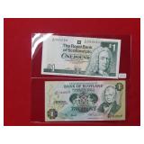 (2) Misc Date Scotland 1 Pound Notes