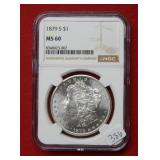 1879 S Morgan Silver Dollar NGC MS60