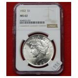 1922 Peace Silver Dollar NGC MS62