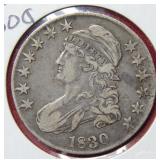 1830 Bust Silver Half Dollar Coin