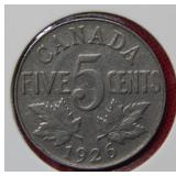 1926 Canada 5 Cent Coin