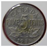 1931 Canada 5 Cent Coin
