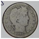 1905 S Barber Silver Quarter