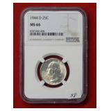 1944 D Washington Silver Quarter NGC MS66