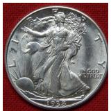 1938 D Walking Liberty Silver Half