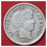 1911 Barber Silver Dime