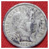 1914 D Barber Silver Dime