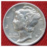 1945 S Mercury Silver Dime Micro S