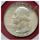 1948 D Washington Silver Quarter Coin