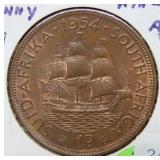 1954 South Africa 1 Penny - Queen Elizabeth II