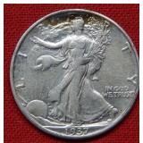 1937 S Walking Liberty Silver Half Dollar Coin