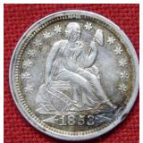 1853 Seated Liberty Silver Dime - with Arrows