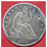 1876 Seated Liberty Half Dollar Coin - Ding