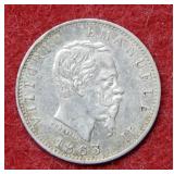 1863 M Italy 20 Centesimi Coin