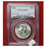 1963 Franklin Silver Half PCGS MS64