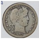 1905 Barber Silver Quarter
