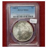 1882 S Morgan Silver Dollar PCGS MS64