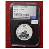 2025P Australia Silver Half "Snake" Coin NGC MS70