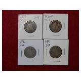 (4) Seated Liberty Silver Quarters 1853-56 O-76-91