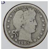 1905 S Barber Silver Quarter