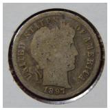 1897 S Barber Silver Dime