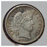 1916 Barber Silver Dime