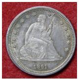 1861 Seated Liberty Quarter - No Motto