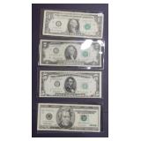 (4) US Federal Reserve Notes - 4 Denominations