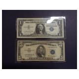 (2) Silver Certificates Star Notes - 1957A $1&1953
