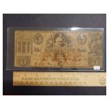 1856 $5 Bank Note - The Mechanics