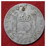 1766 Spain 8 Reals - Holed