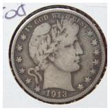 1913 Barber Silver Half Dollar Coin