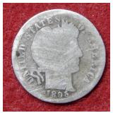 1895 S Barber Silver Dime
