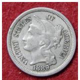 1889 Three Cent Nickel Coin