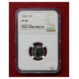 1964 Roosevelt Silver Dime NGC PF68