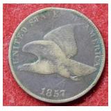 1857 Flying Eagle Cent - Rim Damage