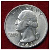 1941 S Washington Silver Quarter