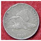 1857 Flying Eagle Cent - Grainy with Rim Nick