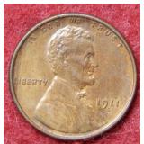 1911 S Lincoln Wheat Cent - Red and Brown