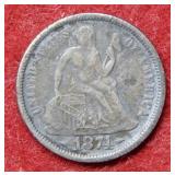 1874 Seated Liberty Dime with Arrows