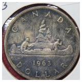 1963 Canada Silver Dollar Coin