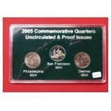 2005 Quarters - UNC & Proof 3 coin Set
