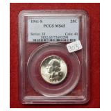 1946 S Washington Silver Quarter PCGS MS65